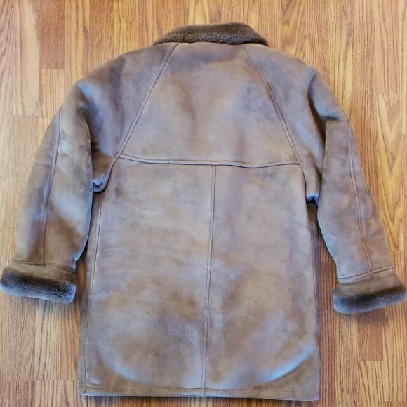 Jacques Jekel Shearling Coat Mens 40 Brown Sheepskin Rancher Jacket Leather - Picture 10 of 16